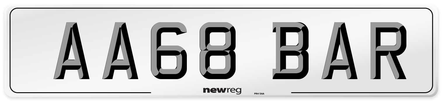 AA68 BAR Number Plate from New Reg